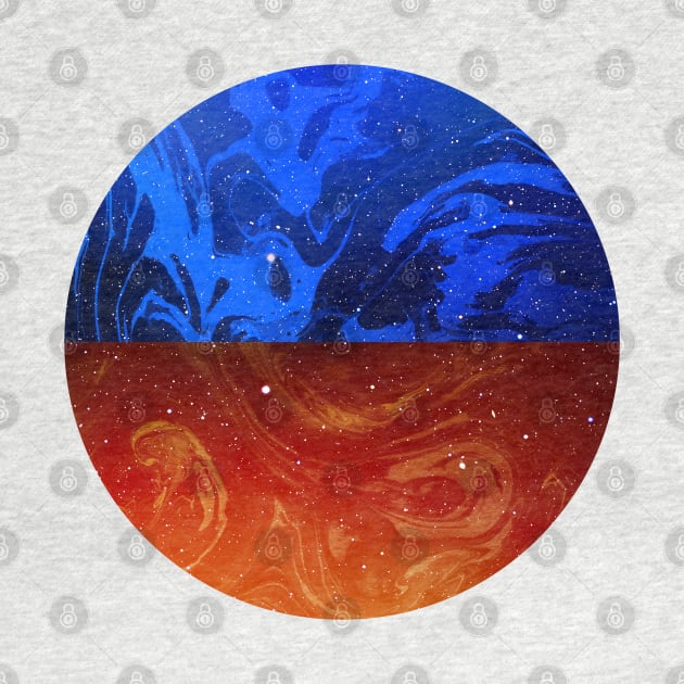 Circular Blue Orange Marble by Art Designs